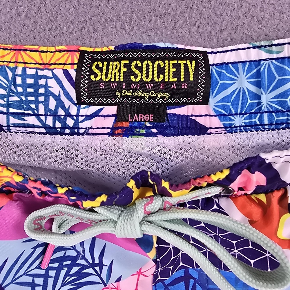 New Surf Society Swim Trunks Men's Large Geometric Summer Art Beach Cruise Pool - Picture 3 of 12